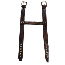 Load image into Gallery viewer, Leather Bedroll Straps - Brown Basket Weave Design
