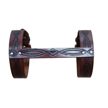Load image into Gallery viewer, Leather Bedroll Straps - Brown Diamond Design

