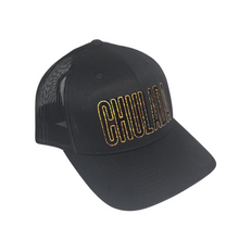 Load image into Gallery viewer, Chulada Trucker Hat - Black Hat Gold
