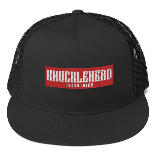 Knucklehead Logo Embroidered Trucker Hats - High Profile Black