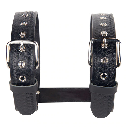 Leather Bedroll Straps-Black Basket Weave