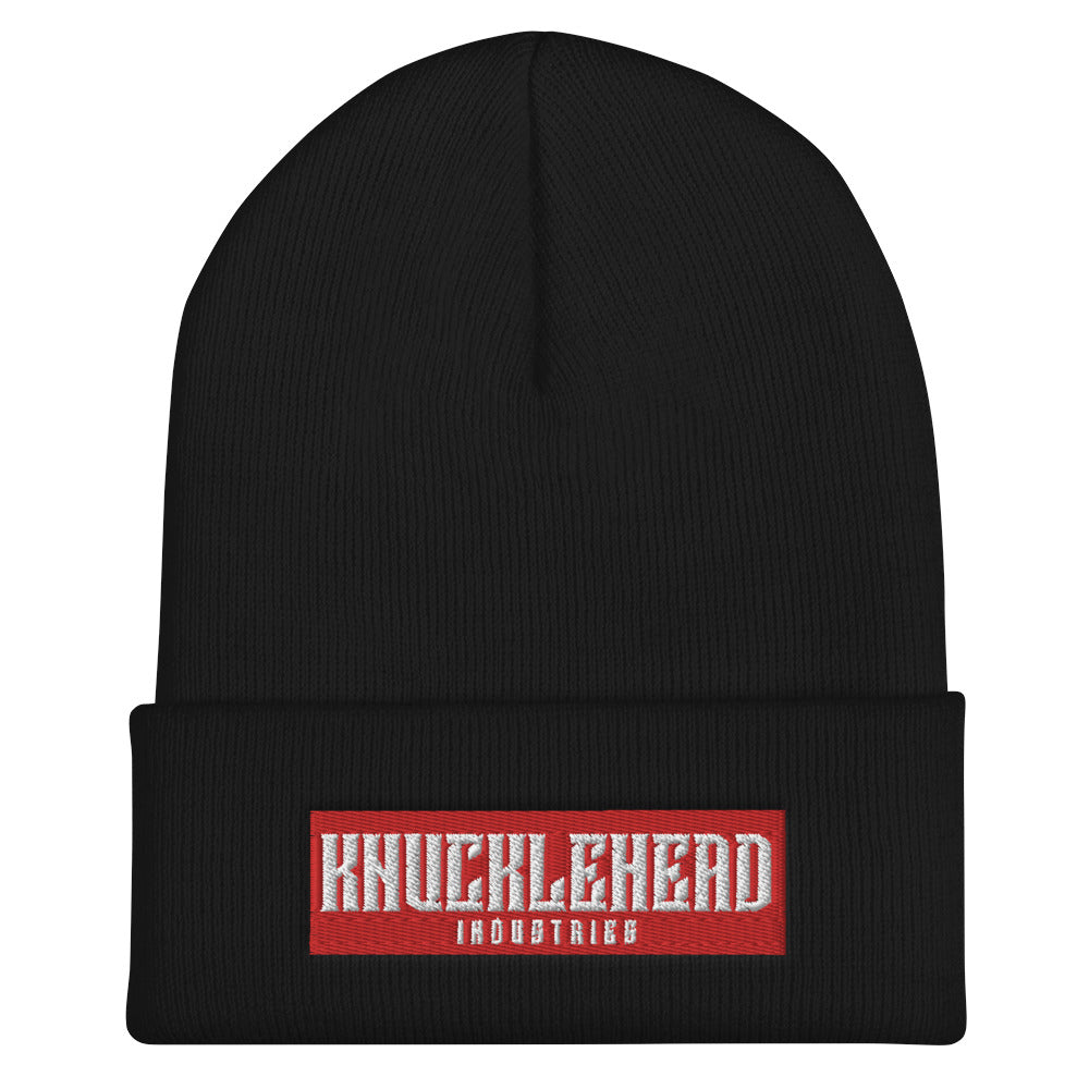 Knucklehead Logo Embroidered Cuffed Beanies Black