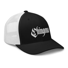 Load image into Gallery viewer, Chingona Retro Trucker Hat - Low Profile Black-White
